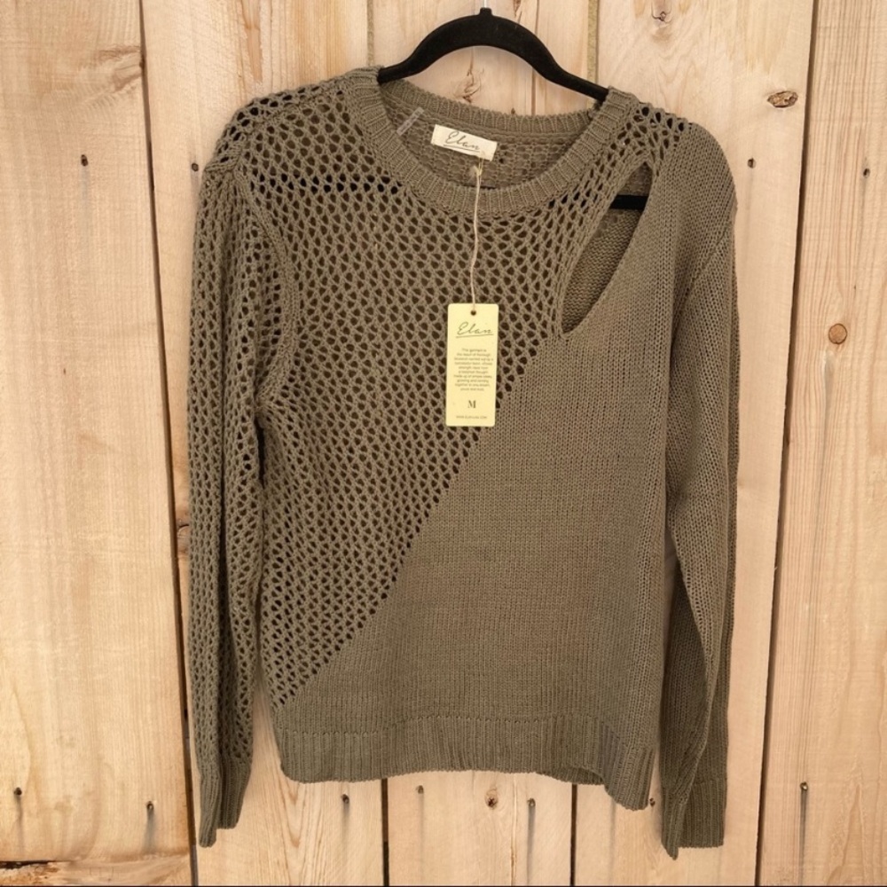 🔥 Elan Knit Shoulder Slit Crewneck Sweater NWOT